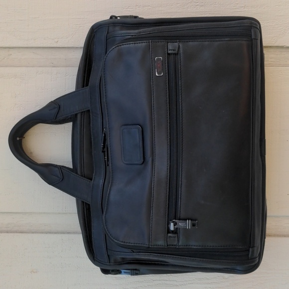 Tumi Leather Laptop Bag with Strap Black - Picture 1 of 14